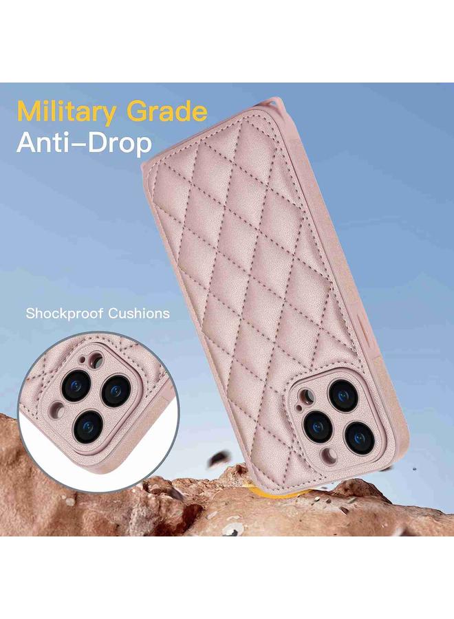 Zaboon Case For iPhone 13 Pro Max Rhombic Texture Phone Case with Dual Lanyard - Image 5