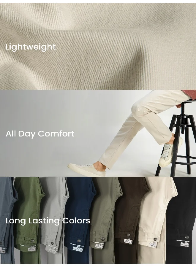 Beyoung BEYOUNG Casual Regular-fit Off White Chino Pants for Men