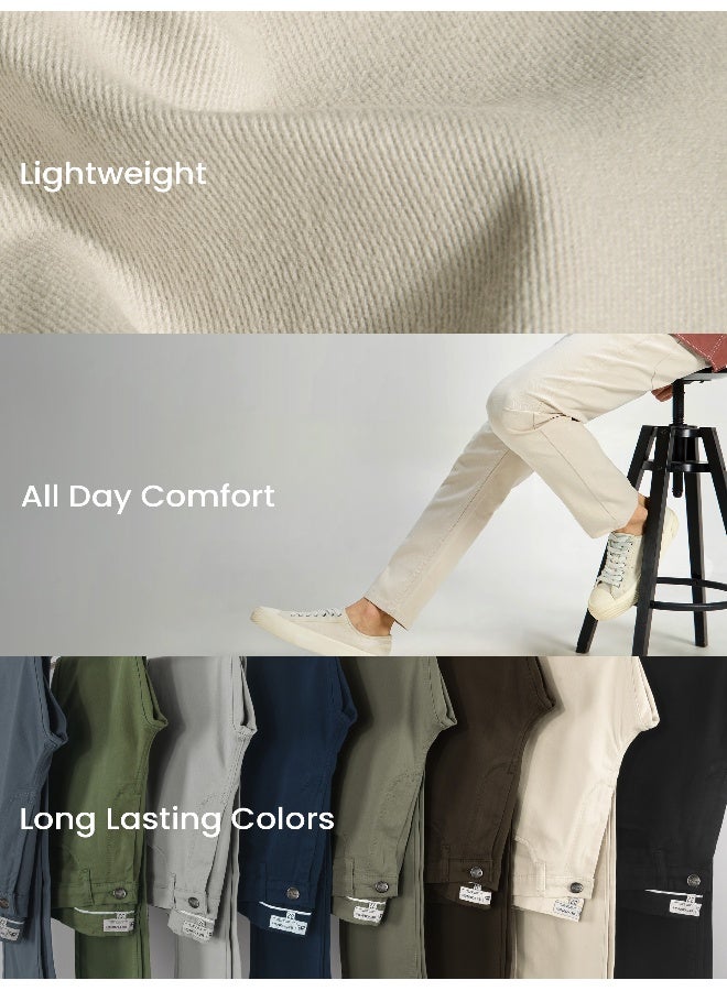 Beyoung BEYOUNG Casual Regular-fit Off White Chino Pants for Men  - Image 4