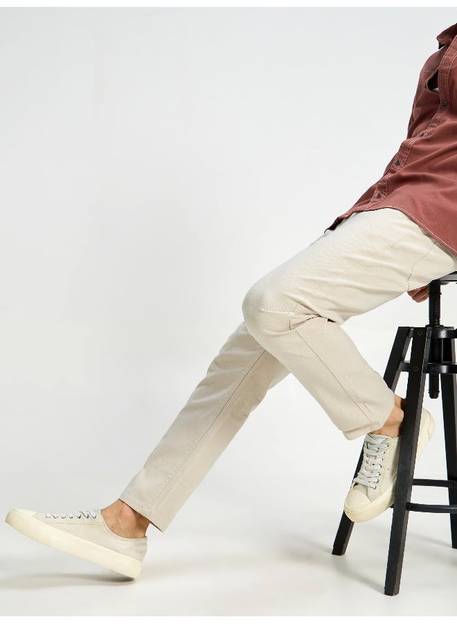 Beyoung BEYOUNG Casual Regular-fit Off White Chino Pants for Men  - Image 1