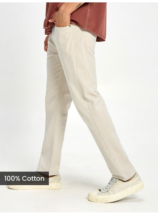Beyoung BEYOUNG Casual Regular-fit Off White Chino Pants for Men  - Image 2