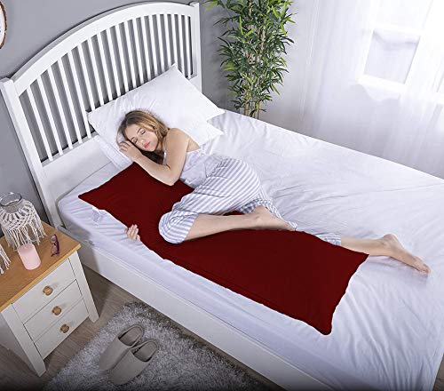 DADDY COOL وسادة دعم الجسم فائقة النعومة دادي كول / وسادة الحمل للنساء الحوامل / وسادة النوم الجانبية 20 × 54 بوصة عبوة من 1 (ماروني) - Image 2