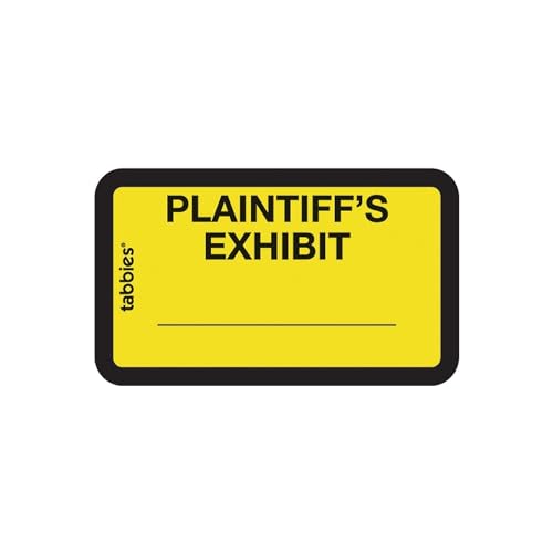 Tabbies Legal Exhibit Labels, Label: 1-5/8"W x 1" H, Sheet: 5-1/4"W x 3-1/4"H, Yellow, PLAINTIFF'S Exhibit 252 Labels/Pack (58094) - Image 5