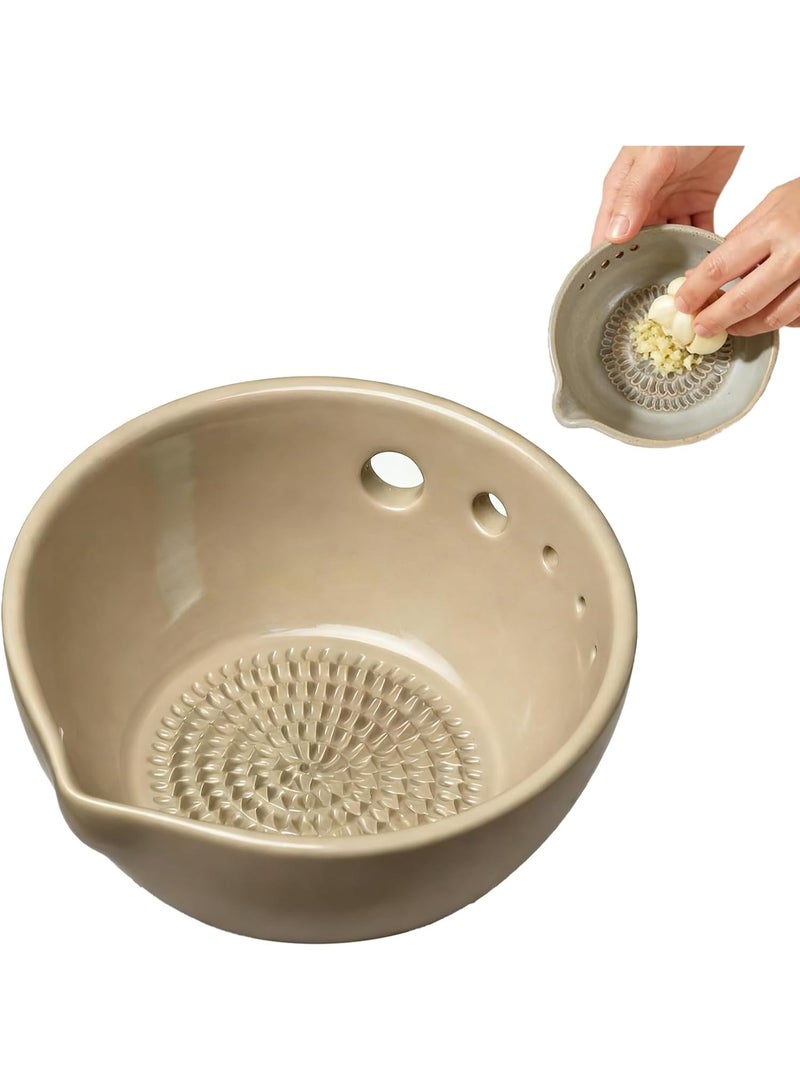 عربست الصفيحة الشاشة الثوم, وعشب Stripper Bowl, الصفيحة الشاشة الثوم اليدوية وعشب Bowl, الصفيحة الشاشة مع ميناء الصرف الصحي, الطبخ السهل للثوم, العشب, الزنجبيل, الطبخ Lover (رمادي 5 ثقب) ((الانتباه: هناك عيوب طفيفة في طلاء رش المنتج) - Image 1