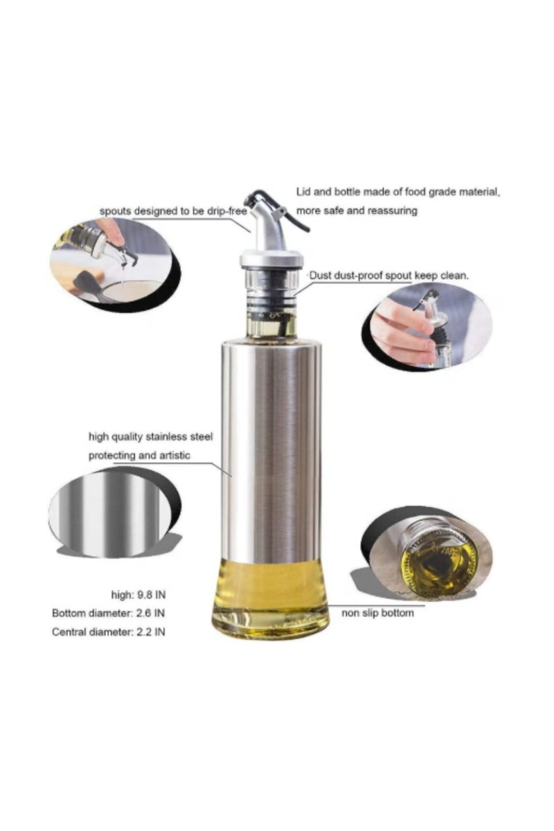 THE ARTFUL BLEND Glass Oil & Vinegar Dispenser Set – 4-Piece Clear Set | 2 x 500ml Oil Bottles + 2 x 350ml Spice Jars | Airtight Salad Dressing & Seasoning Cruets for Kitchen Use - Image 5