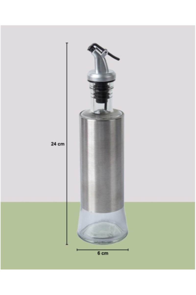 THE ARTFUL BLEND Glass Oil & Vinegar Dispenser Set – 4-Piece Clear Set | 2 x 500ml Oil Bottles + 2 x 350ml Spice Jars | Airtight Salad Dressing & Seasoning Cruets for Kitchen Use - Image 2