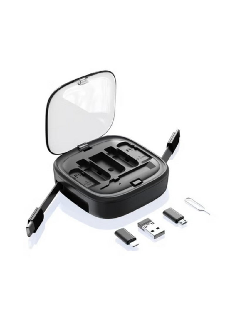ريتشي كابل شحن متعدد قابل للسحب 5 في 1، مجموعة محول USB-C إلى USB OTG مع فتحة بطاقة وحامل هاتف - نوع C/Micro/iOS، شحن سريع 3 أقدام، نقل بيانات متقدم، أحدث ملحقات السفر، توافق عالمي  - Image 1