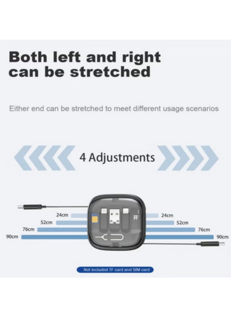 ريتشي كابل شحن متعدد قابل للسحب 5 في 1، مجموعة محول USB-C إلى USB OTG مع فتحة بطاقة وحامل هاتف - نوع C/Micro/iOS، شحن سريع 3 أقدام، نقل بيانات متقدم، أحدث ملحقات السفر، توافق عالمي  - Image 4