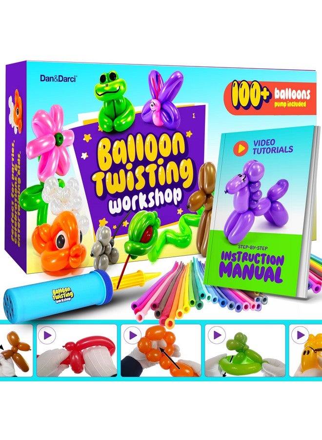 Dan&Darci مجموعة لف الحيوانات بالبالونات من دان ودارسي مع مضخة للأطفال - هدية للأولاد والبنات - هدايا عيد الميلاد للبنات والأولاد - فنون وحرف للأطفال من عمر 8 إلى 12 سنة - 6 7 8 9 10 11 12 سنة - بالونات الحيوانات - Image 1