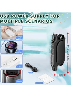 GUDOO مراوح تبريد مقاعد السيارة مراوح مقعد السيارة الأمامي والخلفي بمنفذ USB، مروحة مقعد السيارة الخلفي المطورة مع 3 سرعات وسرعة هواء قابلة للتعديل، أداة تبريد مروحة المقعد الخلفي المحمولة للسيارة  - Image 4