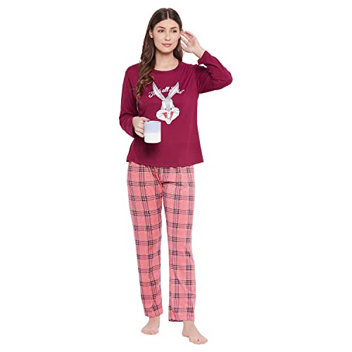 CAMEY Women Full Sleeve Nightsuit (MAHROON, X-Large) - Image 2