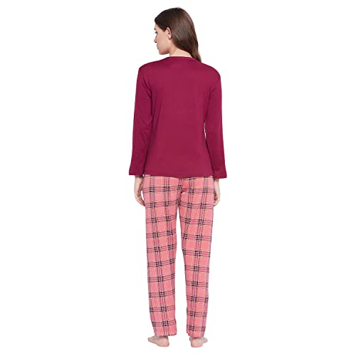 CAMEY Women Full Sleeve Nightsuit (MAHROON, X-Large) - Image 5