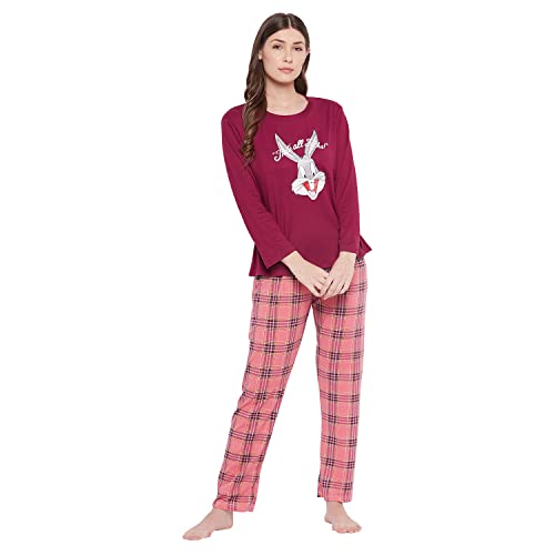 CAMEY Women Full Sleeve Nightsuit (MAHROON, X-Large) - Image 1