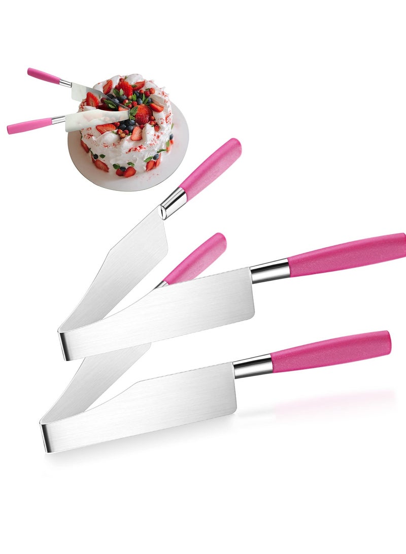 Zikra Cake Slicer Cutter, New Stainless Steel Cake Slicer, Cake Server Slicer Pie Knife Cake Pie,Tools Kitchen Utensils Plastic Gadget Perfect Presentation Cake(Rose Red,2 Pieces) - Image 1