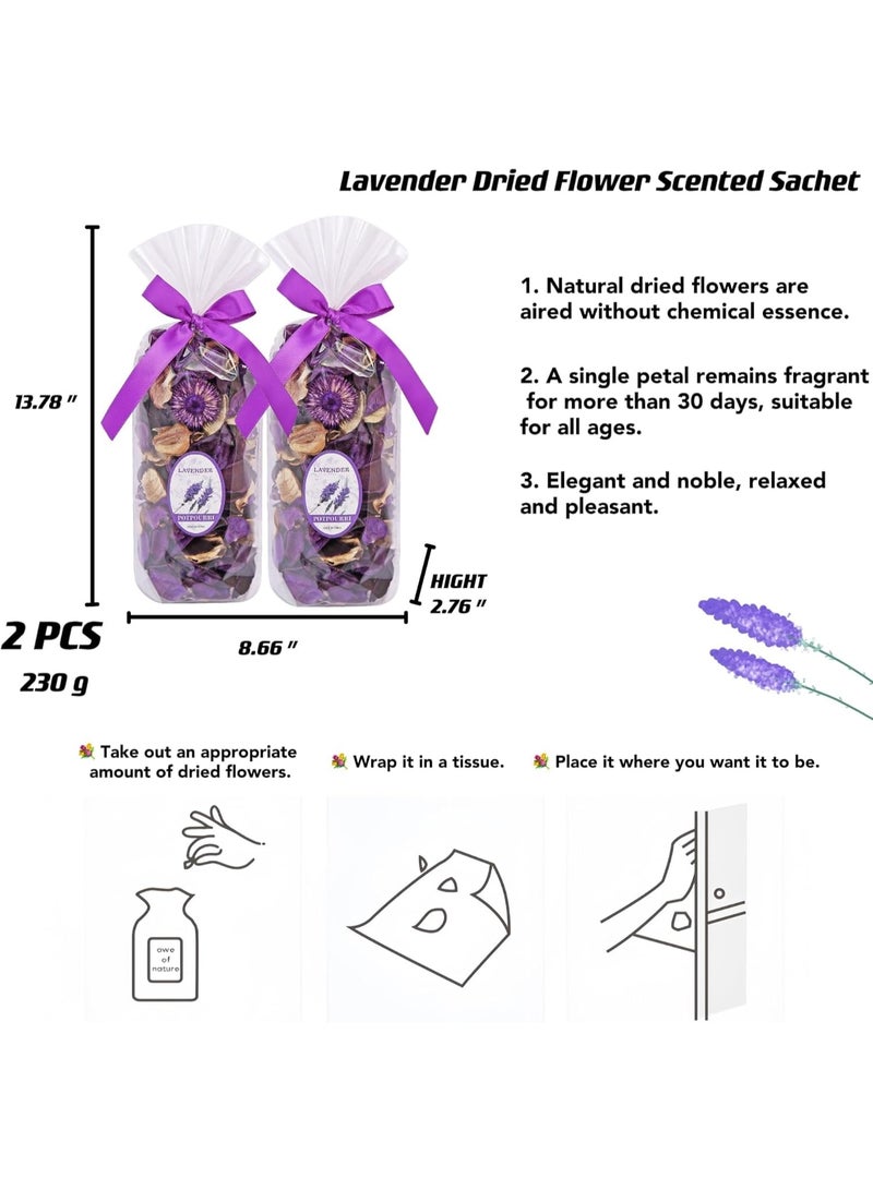 jaexest Lavender Scented Dried Flowers Potpourri Natural Fragrance Bag for Home and Closet - 2 Pack - Image 3