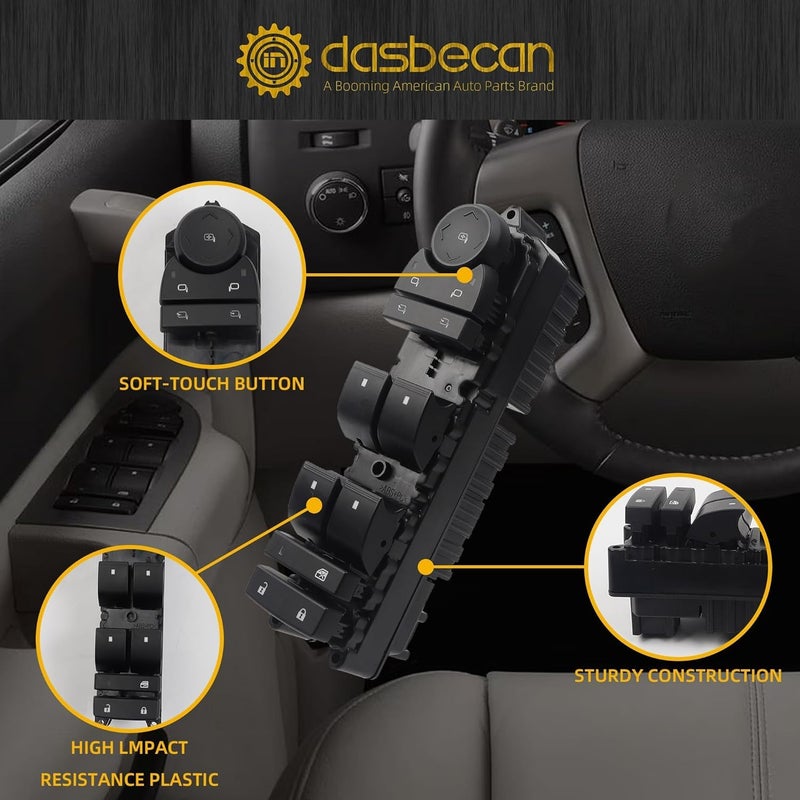 Dasbecan مفتاح قفل نافذة الطاقة من داسبيكان لسيارات شيفروليه / جي إم سي - Image 4