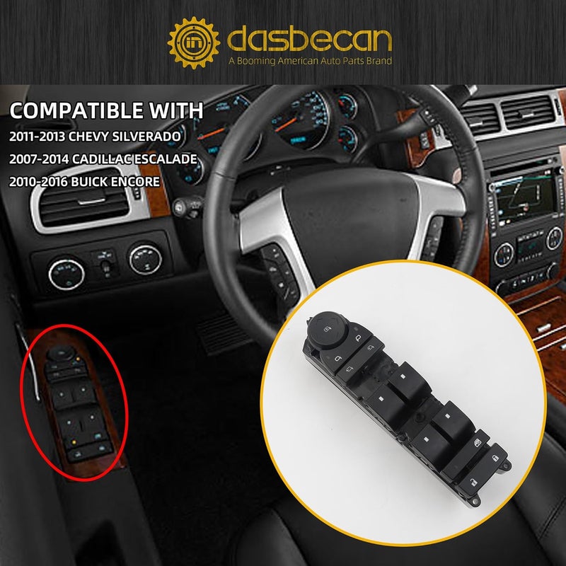 Dasbecan مفتاح قفل نافذة الطاقة من داسبيكان لسيارات شيفروليه / جي إم سي - Image 5