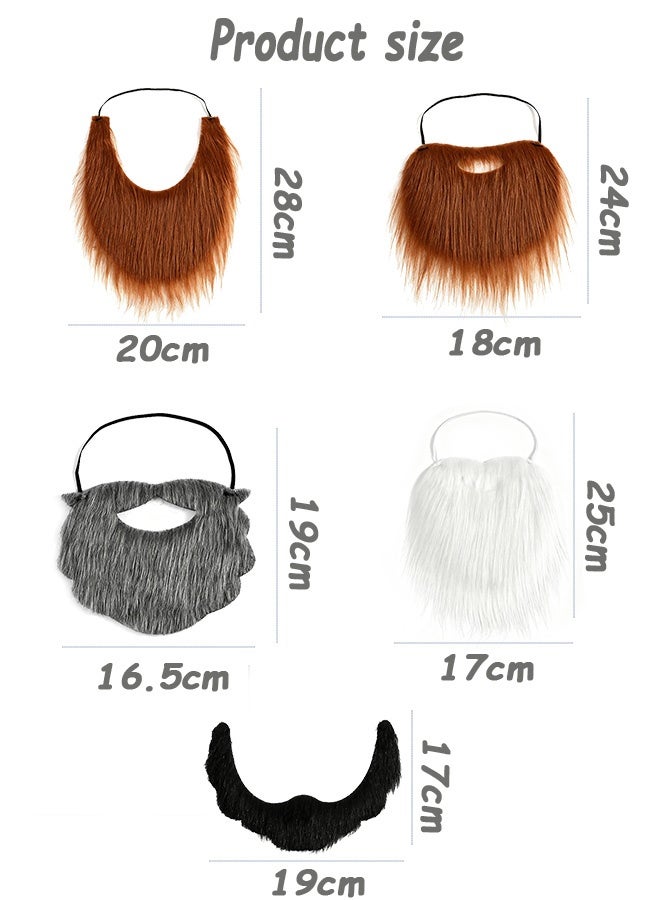 GD 5 Pcs Fake Mustache Facial Hair False Beards with Adjustable Elastic Rope for Men - Fake Whisker for Entertainment Drama Party Movie Makeup, Mustache for Kids and Adults - Image 2