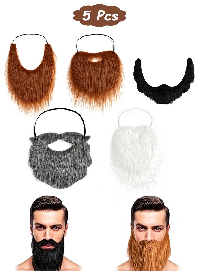 GD 5 Pcs Fake Mustache Facial Hair False Beards with Adjustable Elastic Rope for Men - Fake Whisker for Entertainment Drama Party Movie Makeup, Mustache for Kids and Adults - Image 1
