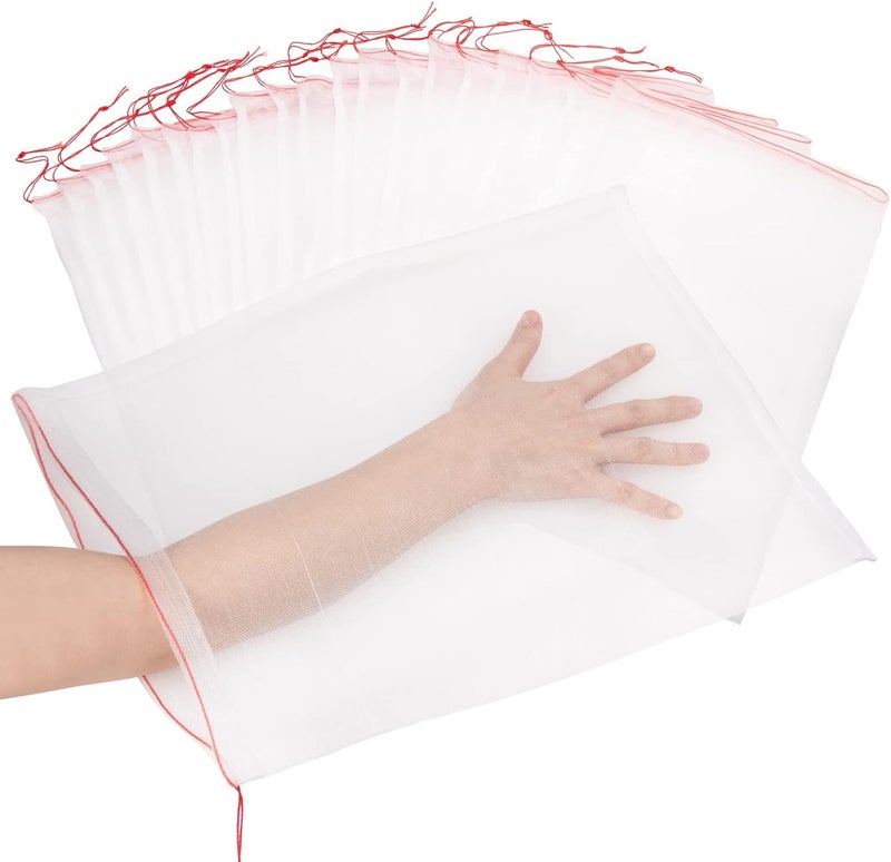 Kikhope كيخوب 20 قطعة من أكياس حماية الفواكه، أكياس شبكية للحديقة مقاس 21" × 14" مزودة بحبل للسحب، أكياس لشبكات الفواكه، أكياس لأشجار الفاكهة، أكياس حاجزة لحماية الفواكه والخضروات. - Image 1