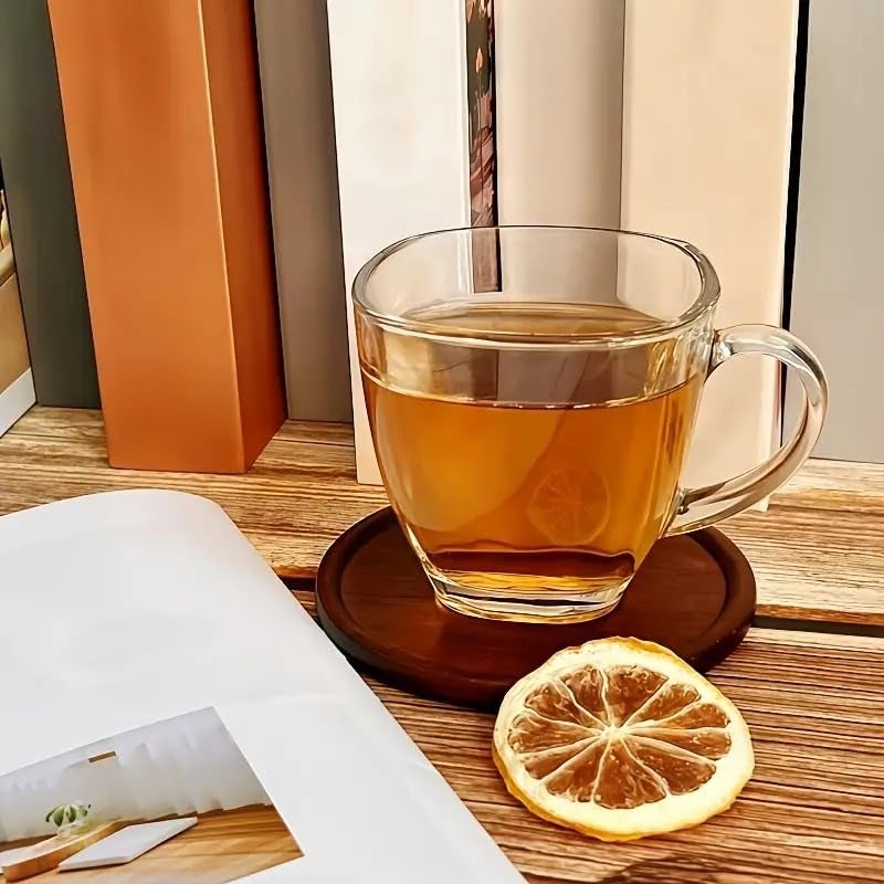 Mevanta Premium Glass Tea and Coffee Cup 250ML Set of 6 Transparent Glass Cups Set for Milk Cup, Hot/Cold Drinks Cups, Herbal Tea, Green Tea, Lemon Tea Cup Set for Ideal Gift Uses (6, BX-26) - Image 1
