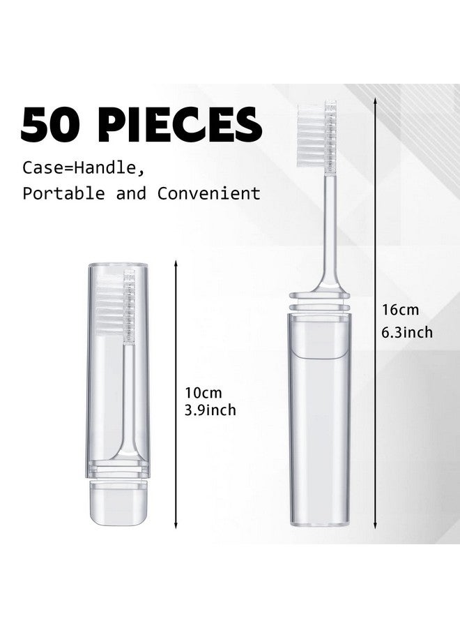 رتيري مجموعة فرشاة أسنان للسفر من Rtteri، 50 قطعة، فرشاة أسنان قابلة للطي مع غطاء شفاف، فرشاة أسنان صغيرة قابلة للطي، فرشاة أسنان يدوية صغيرة الحجم مناسبة للتخييم والمدرسة للبالغين - Image 2