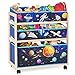 Jomifin Kids Storage Organizer with Wheels Utility Rolling Cart with Large Storage Capacity for Bedroom Toy Room Playroom Hold Toys Books Blankets Blue - Image 3