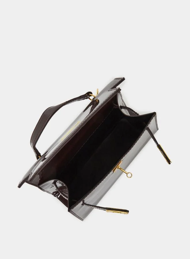 Styli Styli Coffee Brown Patent Handbag