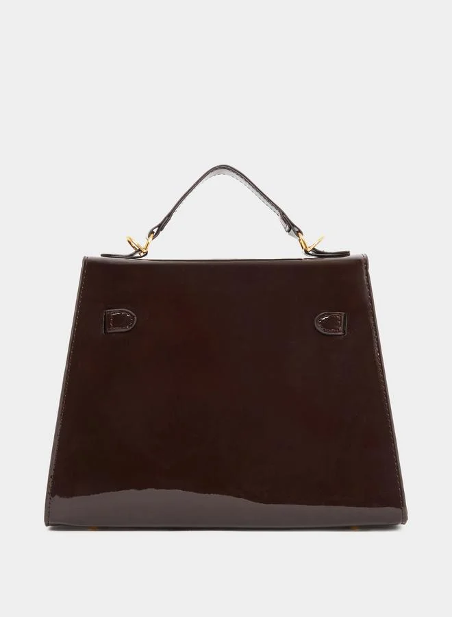 Styli Styli Coffee Brown Patent Handbag