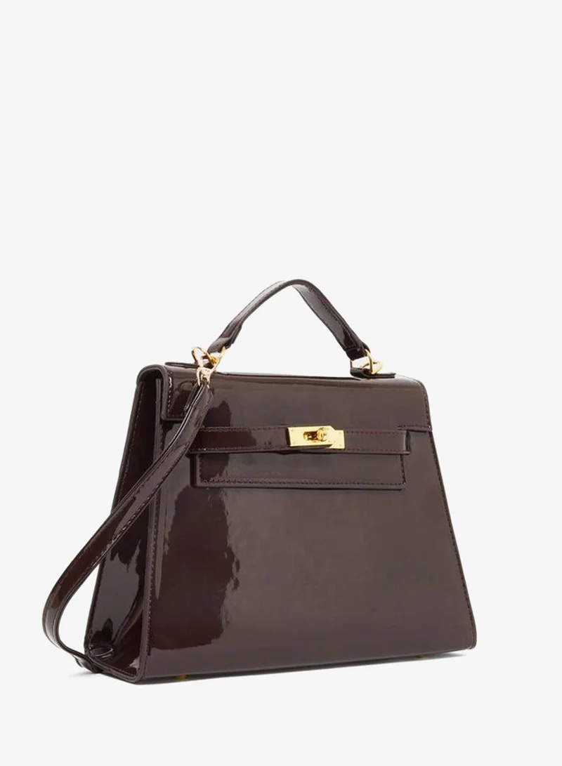 Styli Styli Coffee Brown Patent Handbag