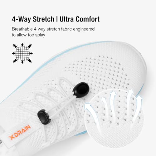 KOLILI Women's Lightweight Water Shoes for Swimming, Quick Drying Water Aerobics Shoe, Arch Support Aqua Shoes for Surfing, Woman Slip on Sneaker for Outdoor White/Aqua 7 - Image 3