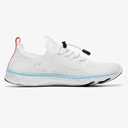 KOLILI Women's Lightweight Water Shoes for Swimming, Quick Drying Water Aerobics Shoe, Arch Support Aqua Shoes for Surfing, Woman Slip on Sneaker for Outdoor White/Aqua 7 - Image 4