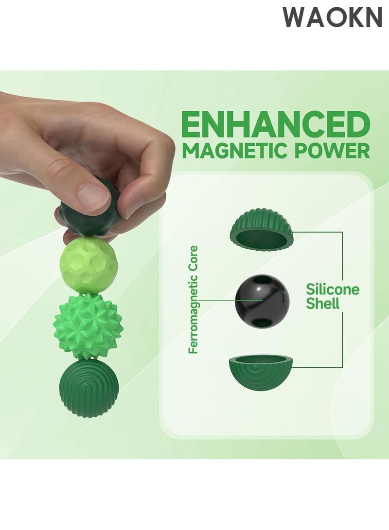 WAOKN Magnetic Balls Fidget Toys for Adults&Teens, 4pcs Large Sensory Attraction Stress Balls with Silicone Shell to Calm Restless Hands Anxious Mind, Office Desk Magnet Balls Toys for Anxiety Relief（Green） - Image 4