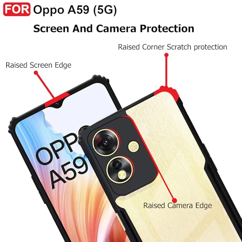 CEDO Backcover for Oppo A59 (5G) | Camera Protection Shockproof Bumper-Edge | Acrylic Crystal Clear 360 Degree Protection TPU+PC | Transparent Eagle Back Case Cover (Black) - Image 4