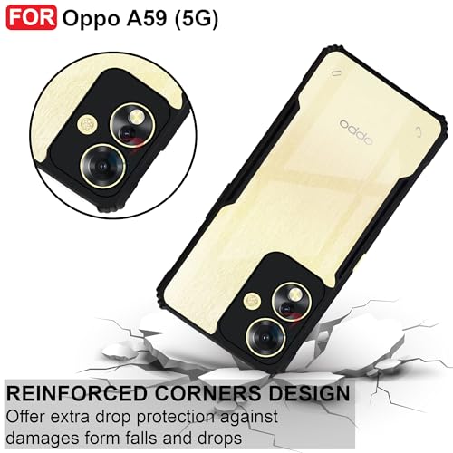 CEDO Backcover for Oppo A59 (5G) | Camera Protection Shockproof Bumper-Edge | Acrylic Crystal Clear 360 Degree Protection TPU+PC | Transparent Eagle Back Case Cover (Black) - Image 3