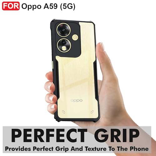 CEDO Backcover for Oppo A59 (5G) | Camera Protection Shockproof Bumper-Edge | Acrylic Crystal Clear 360 Degree Protection TPU+PC | Transparent Eagle Back Case Cover (Black) - Image 2