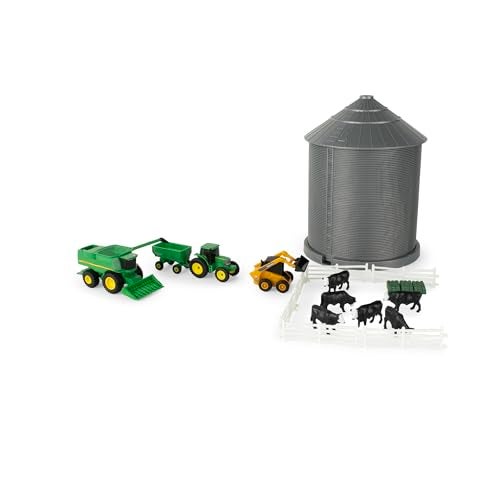 TOMY John Deere Farm Playset with Grain Bin 164 Scale Includes Grain Bin John Deere Tractor Toys Skid Steer Farm Animal Toys and Fencing Ages 3 Years and Up - Image 1
