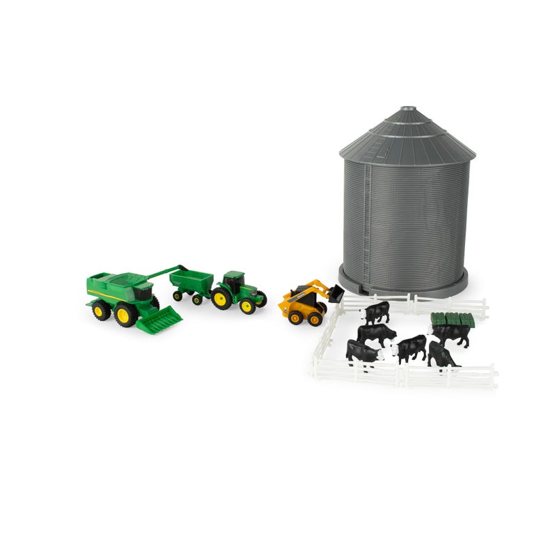 TOMY John Deere Farm Playset with Grain Bin 164 Scale Includes Grain Bin John Deere Tractor Toys Skid Steer Farm Animal Toys and Fencing Ages 3 Years and Up - Image 3