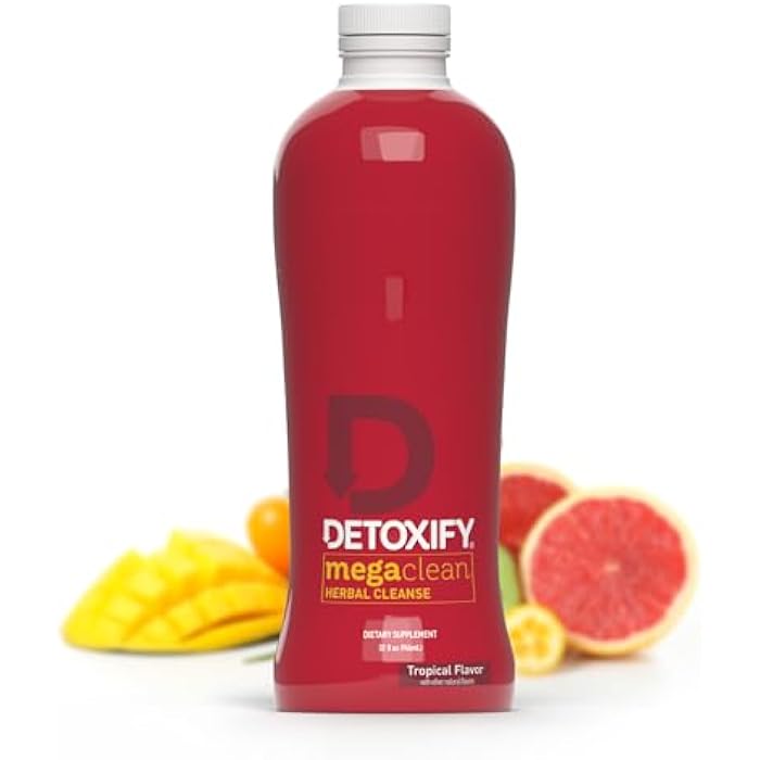 Detoxify Mega Clean Herbal Cleanse – Tropical – 32 oz – Professionally Formulated Herbal Detox Drink – Enhanced with Milk Thistle, Ginseng Root & Guarana Seed – Plus Sticker - Image 1