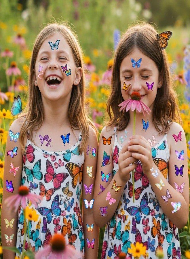 Backtopeia Glitter Butterfly Temporary Tattoos | Butterfly Themed Birthday Party Decorations Party Favors Supplies Accessories Stickers Gift Idea For Kids Boy Girl Teen Adult 60Pcs 4 Sheets Pre-cut - Image 5
