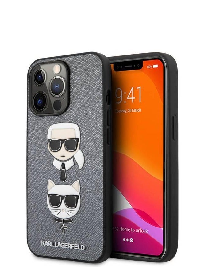 Karl Lagerfeld حافظة CG MOBILE كارل لاغرفيلد PU سافيانو مع رأس كارل وشوبت compatible مع آيفون 14 برو مقاومة للخدوش، وصول سهل إلى جميع المنافذ، حماية من السقوط - Image 1