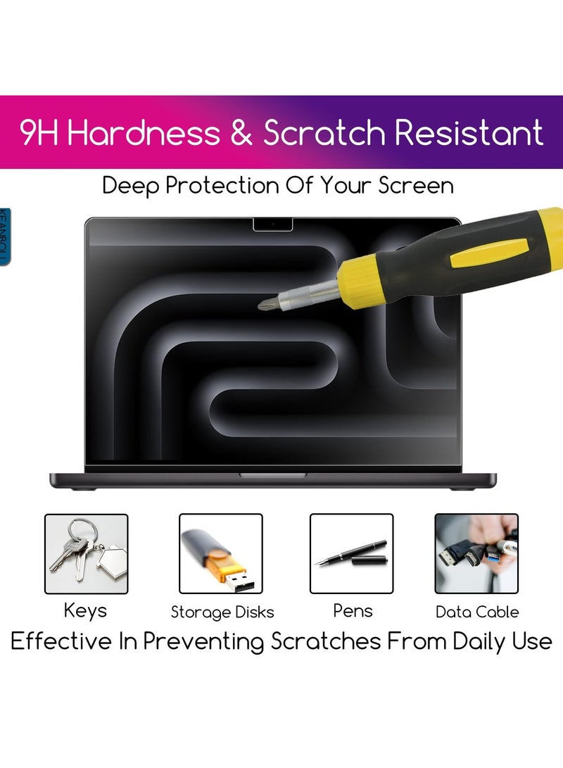 2 Pack Tempered Glass Screen Protector Compatible with MacBook Pro 16 Inch(M3 M2 M1 Chip 2021-2023) A2991/A2485/A2780/16.2" Bubble Free & Ultra Clear - Image 5