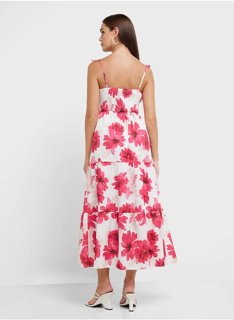 Ginger Ruffle Sleeves Smocked Floral Maxi Dress