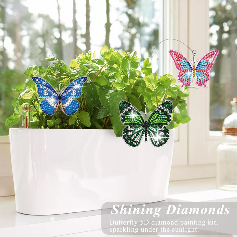 Vcekract 8 Pcs Butterfly Diamond Painting Swaying in The Wind, Diamond Art Kits for Adults, High Flexibility Iron Stakes Garden Decor, Diamond Painting Art Crafts for Beginners - Image 3