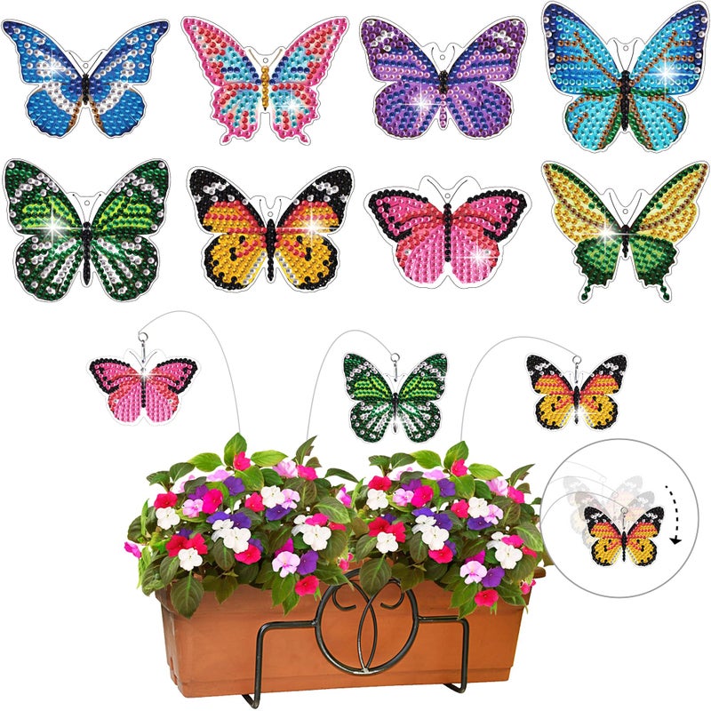 Vcekract 8 Pcs Butterfly Diamond Painting Swaying in The Wind, Diamond Art Kits for Adults, High Flexibility Iron Stakes Garden Decor, Diamond Painting Art Crafts for Beginners - Image 1