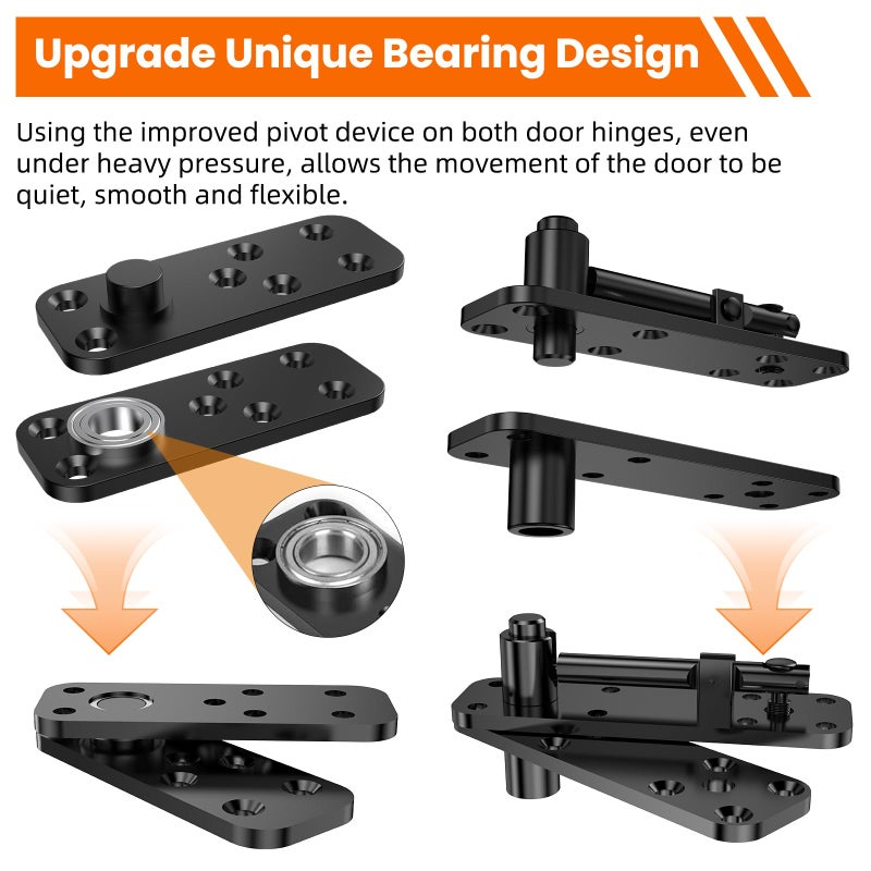 KIMSOFUNNY Hidden Door Hinge Pivot Hinge, 570LBS Load-Bearing Heavy Duty Pivot Door Hardware for Hidden Door Bookcase, Hinge Kit 360Â° Rotation Invisible Door Hinges for Secret Door (Black) - Image 4
