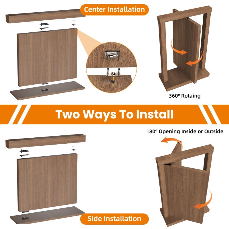 KIMSOFUNNY Hidden Door Hinge Pivot Hinge, 570LBS Load-Bearing Heavy Duty Pivot Door Hardware for Hidden Door Bookcase, Hinge Kit 360Â° Rotation Invisible Door Hinges for Secret Door (Black) - Image 5