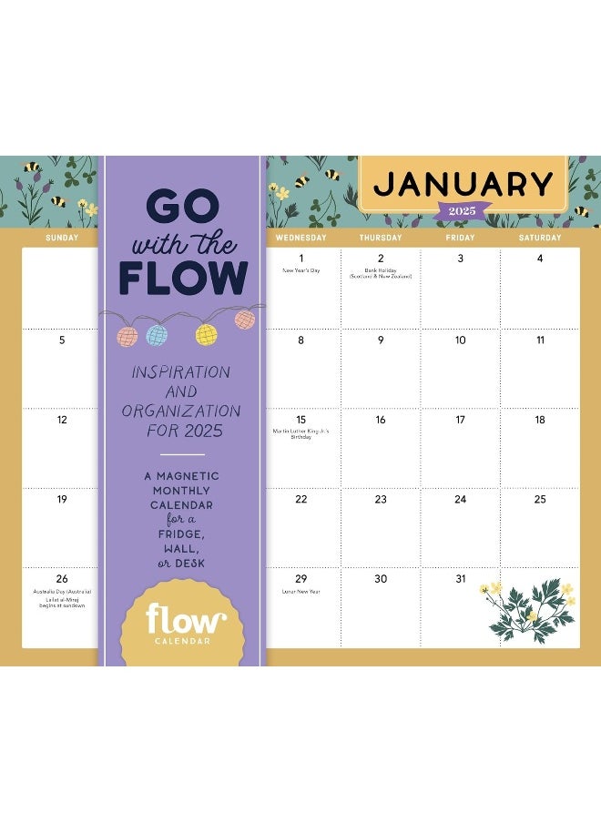 Go with the Flow: Inspiration and Organization for 2025: A Magnetic Monthly Calendar for a Fridge, Wall, or Desk  - Image 1
