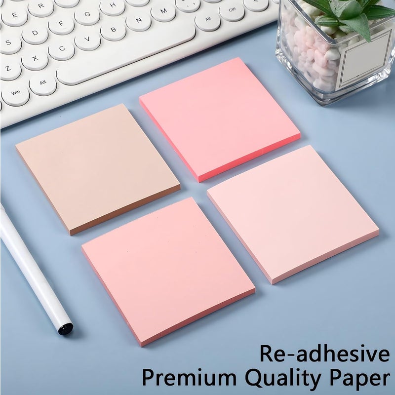 Thenshop 12 Pads Sticky Notes 3''x3'', Self Stick Notes Pads Office Supplies, 4 Gradient Colors Vintage Color 50 Sheets/pad for School,Office, Home (Gradient Pink) - Image 5