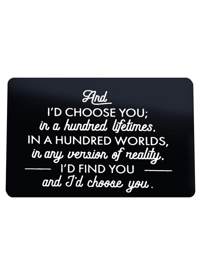 Dabihu Engraved Wallet Love Note Insert Anniversary Card Gifts For Men Women Husband Gifts From Wife Wedding Day Gift Boyfriend Gifts Valentines Day Jewelry I'D Choose You Metal Cards Birthday Card Gifts - Image 1